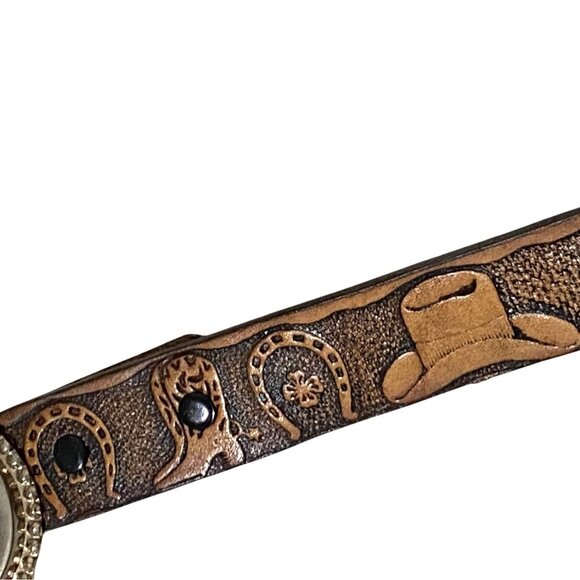 Womens Tooled Leather Western Belt 28 Buckle Cowgirl Rodeo BRENDA Personalized - Picture 4 of 11